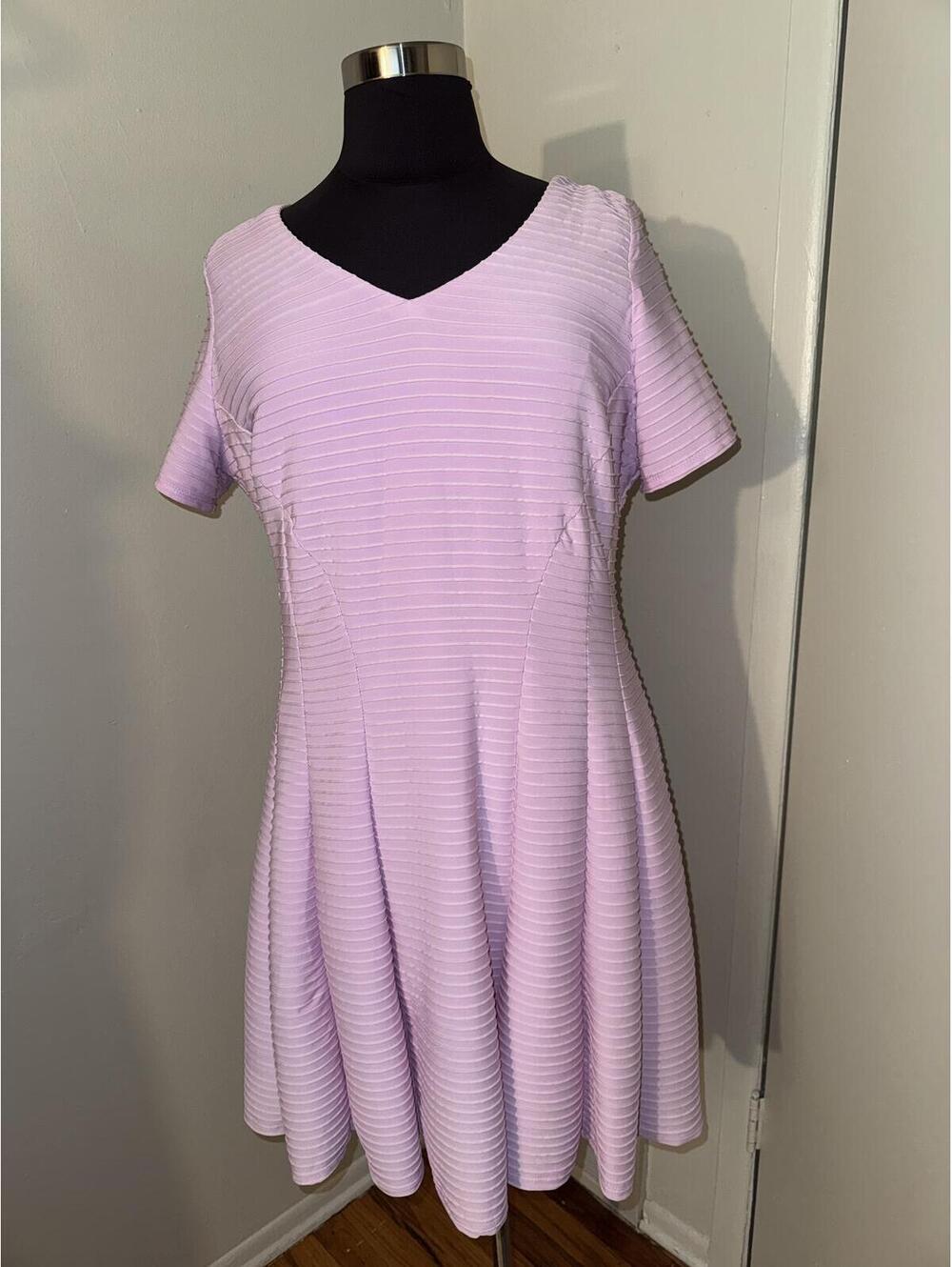 Lane Bryant Lavender Textured Fit & Flare Dress Size 18/20 - Picture 2 of 6